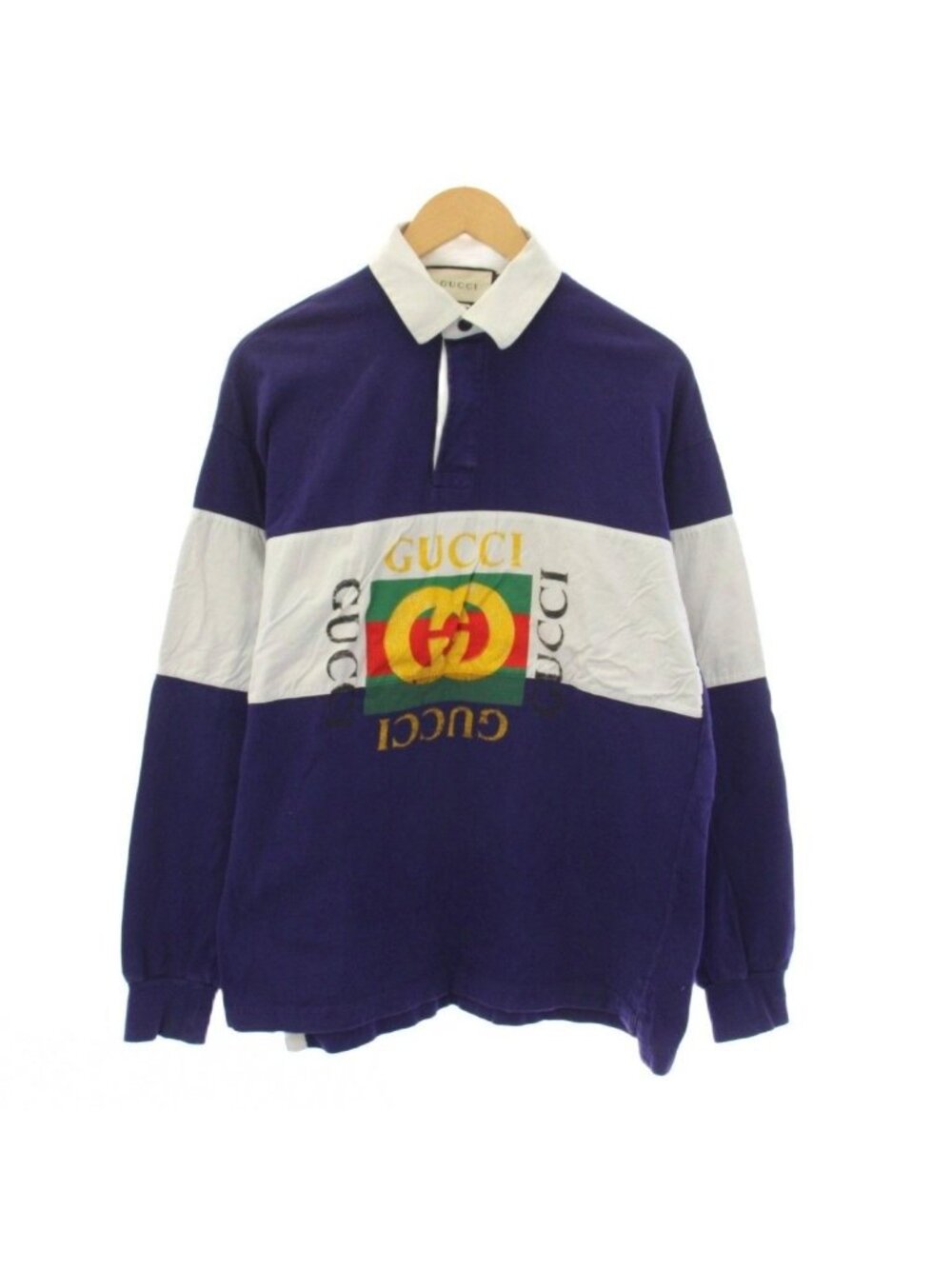 Gucci Polo Shirt Long Sleeve Purple Logo Print S